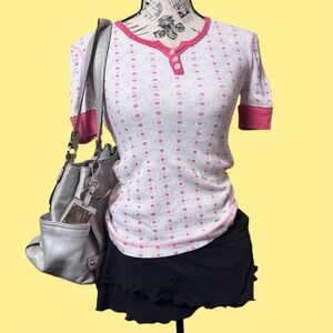 Mossimo Supply Co. Pink and White Short Sleeve Tee